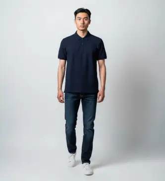 per uomo MW0MW42753 Polo Mixed Media blu (L), Casual, Cotone, Manica corta