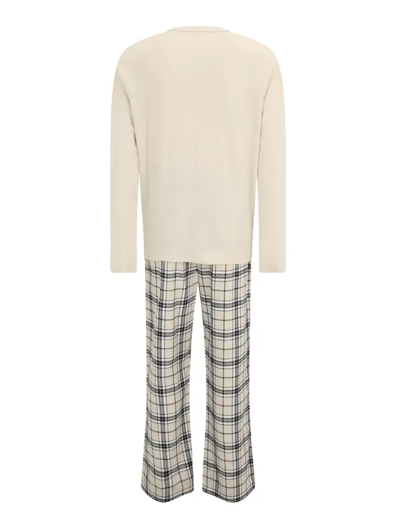 Pigiama lungo beige / nero miniatura 2