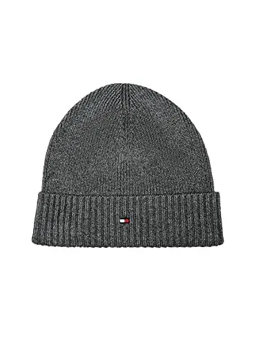 Tommy Hilfiger Pima Cotton Beanie Cappello, Charcoal Gray, OS Uomo