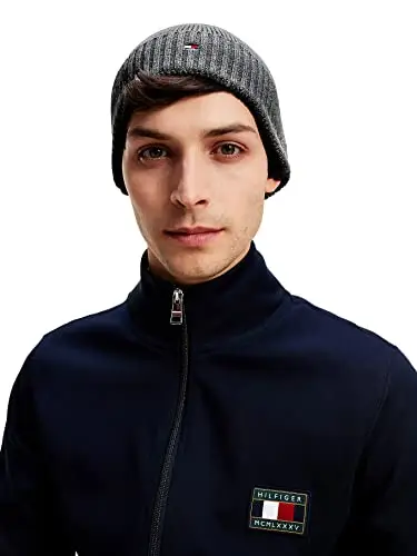 Tommy Hilfiger Pima Cotton Beanie Cappello, Charcoal Gray, OS Uomo miniatura 3