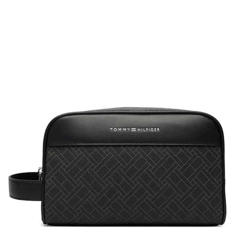Pochette per cosmetici Tommy Hilfiger Th Flag Monogram Washbag AM0AM14298 Nero
