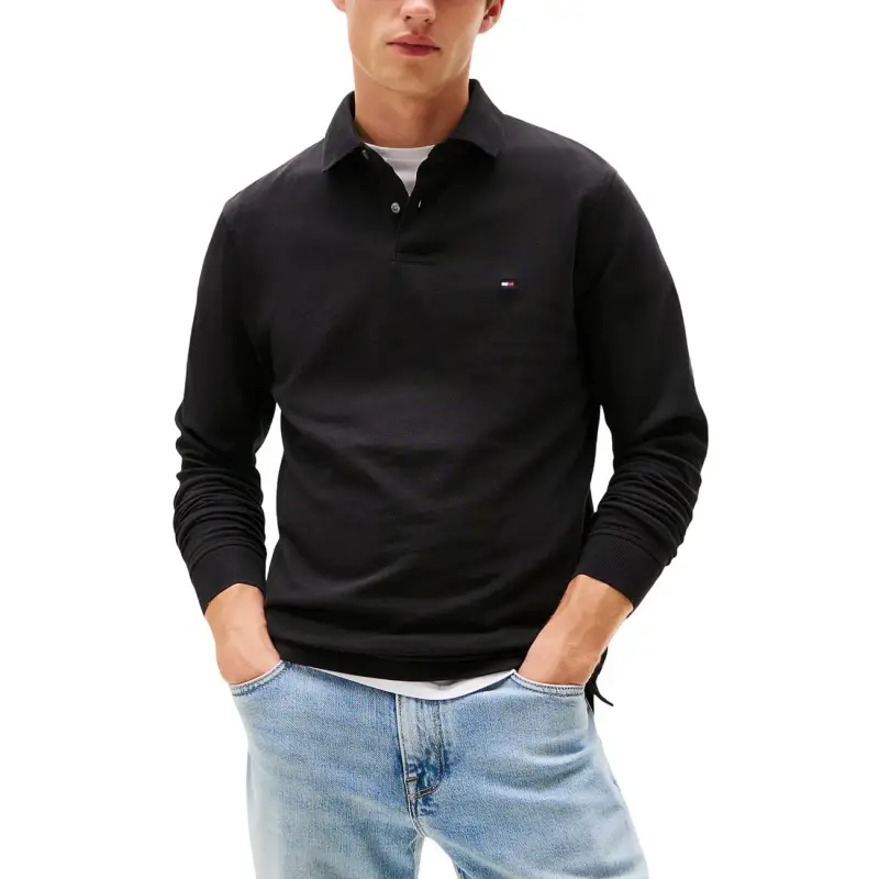 Polo a Maniche Lunghe Nera Uomo, Tommy Hilfiger - black / S