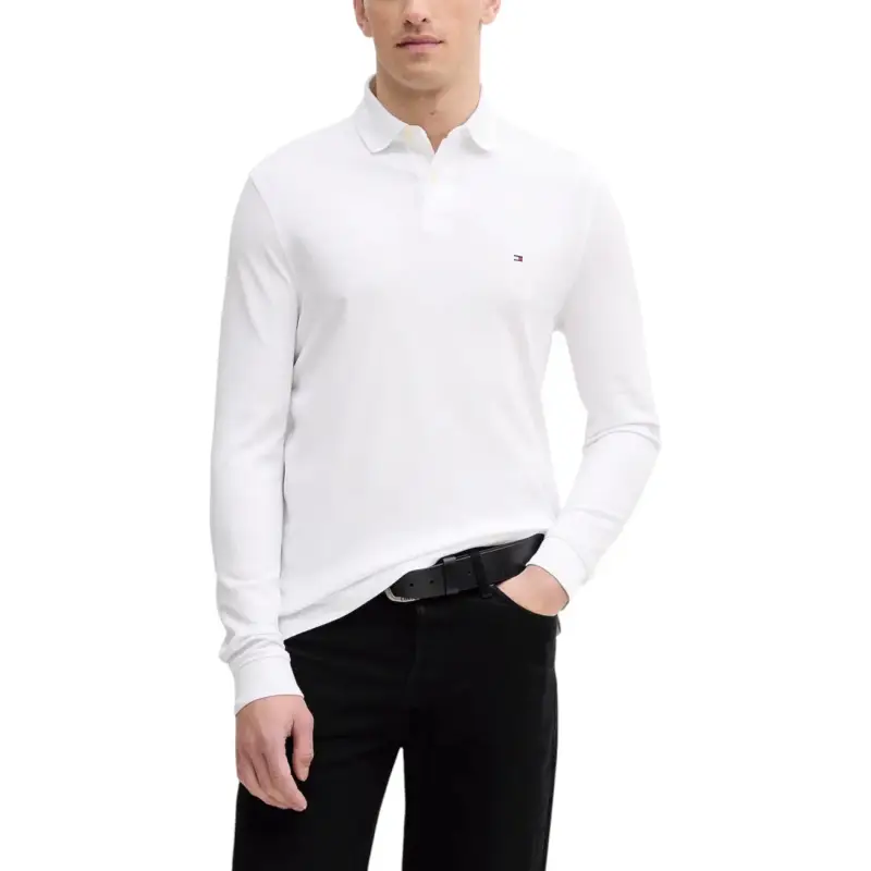 Polo a Maniche Lunghe Nera Uomo, Tommy Hilfiger - white / XS
