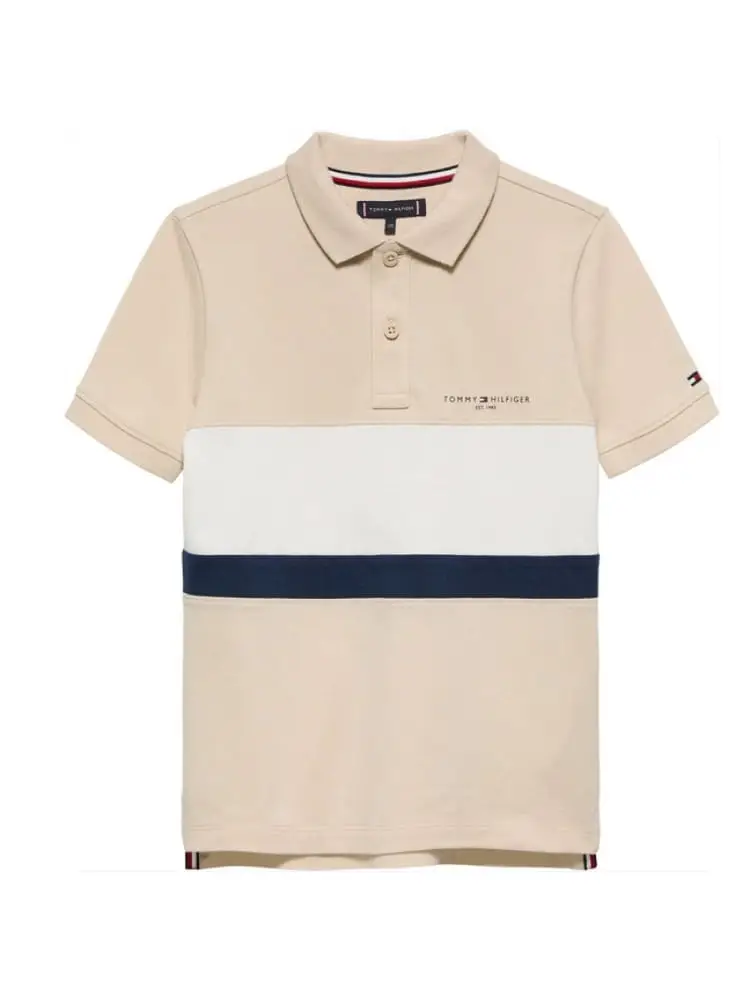 polo beige bambino mini logo