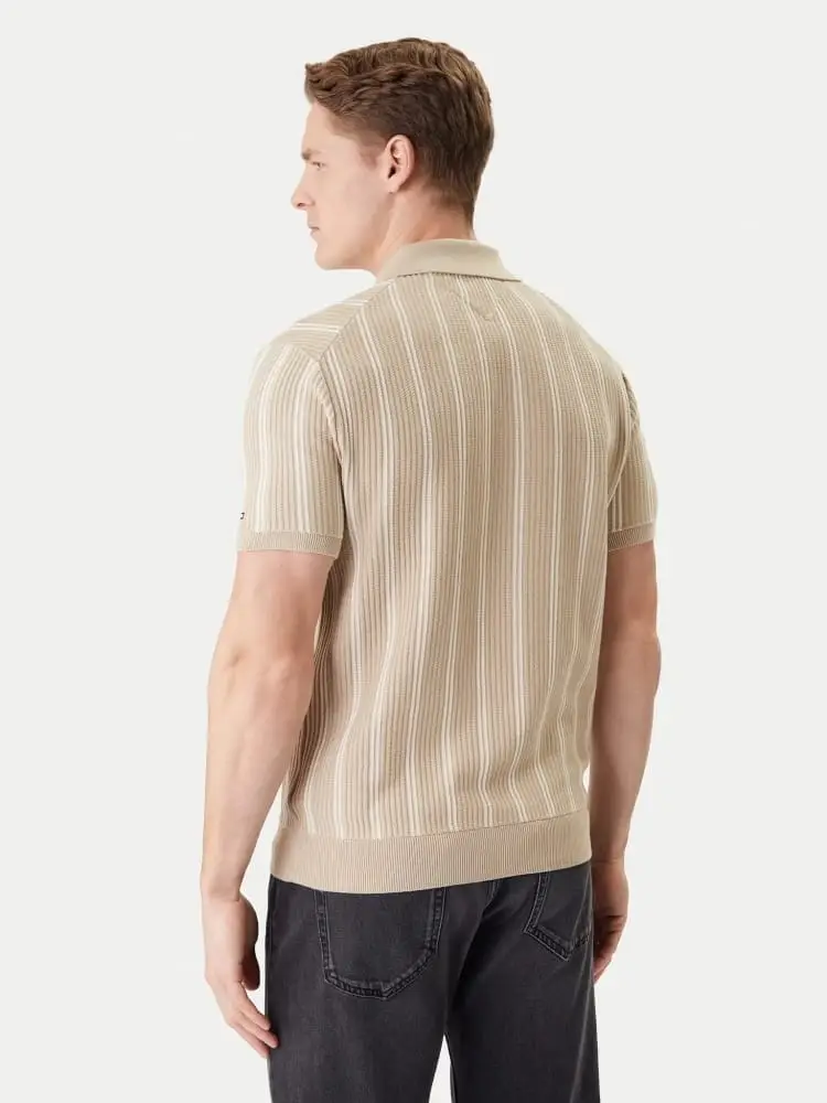 polo beige uomo a righe mini logo miniatura 2