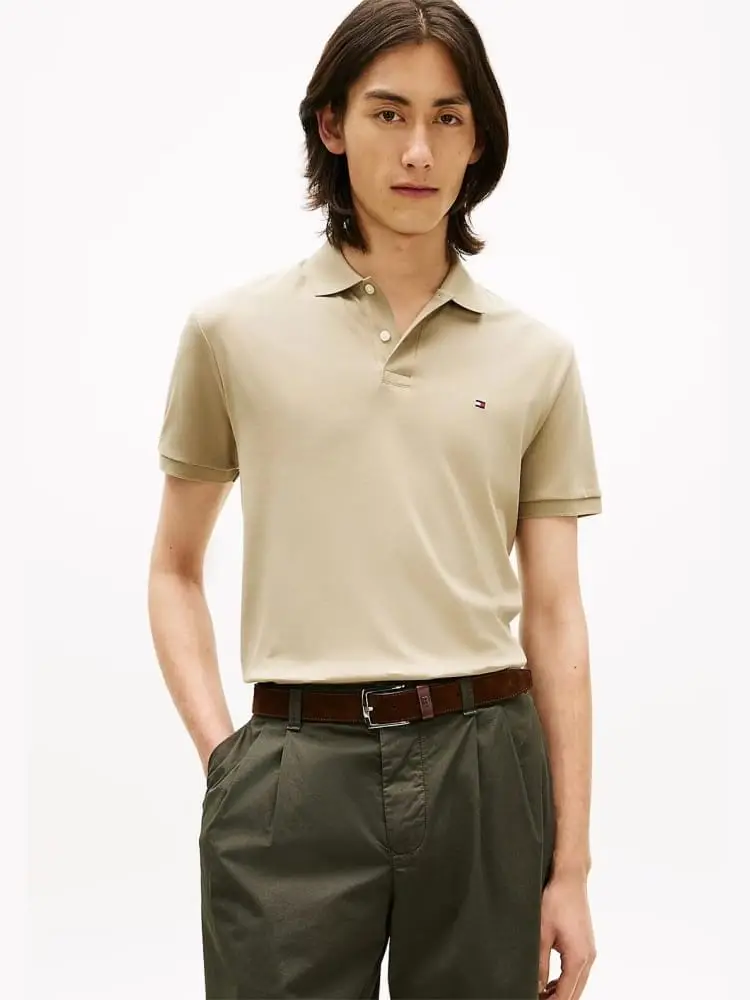 polo beige uomo mini logo