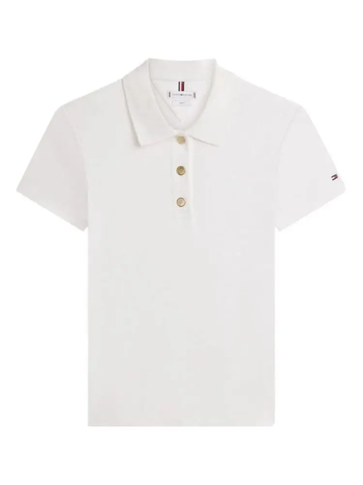 polo bianca donna mini logo sul lato