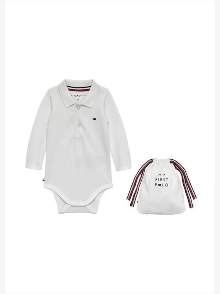 polo bianca neonato mini logo