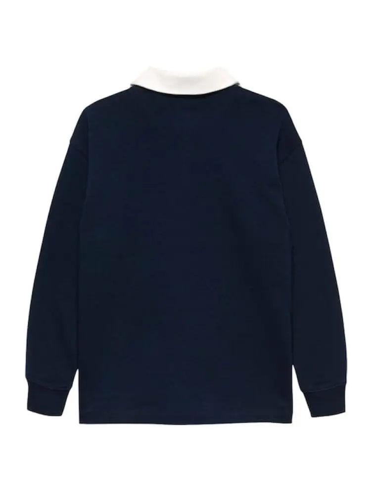 polo blu navy bambino con logo miniatura 2