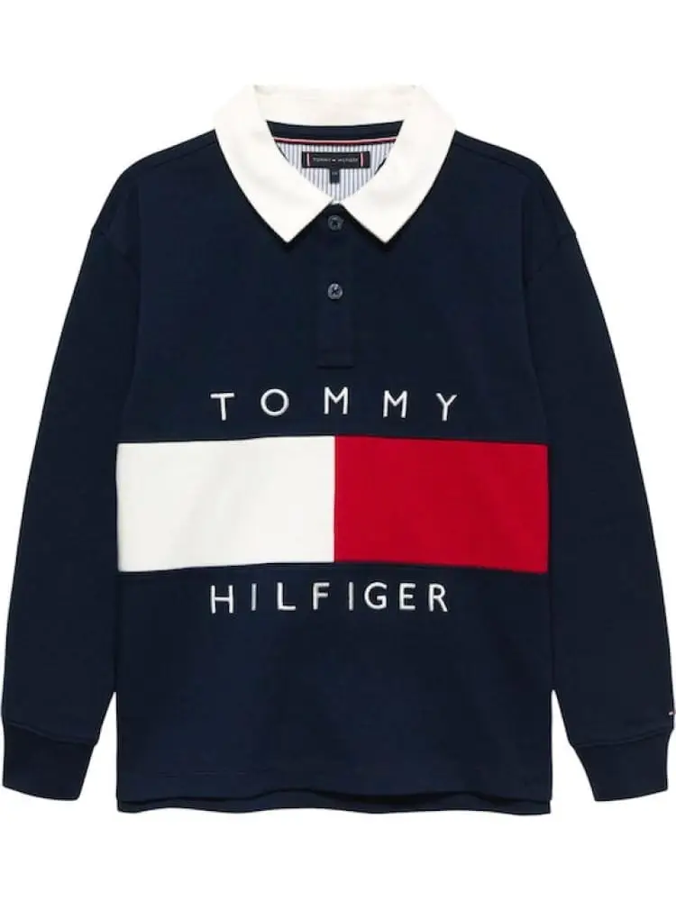 polo blu navy bambino con logo