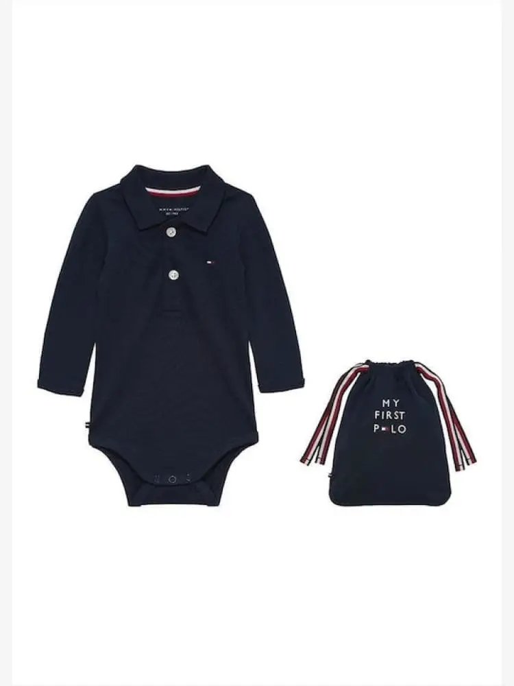 polo blu navy neonato mini logo