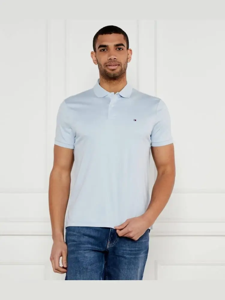 polo celeste uomo mini logo