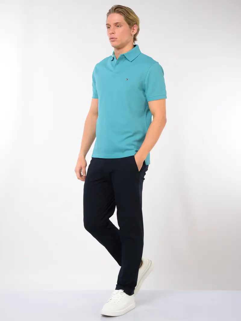 polo da uomo Tommy Hilfiger due bottoni con logo TURCHESE miniatura 2