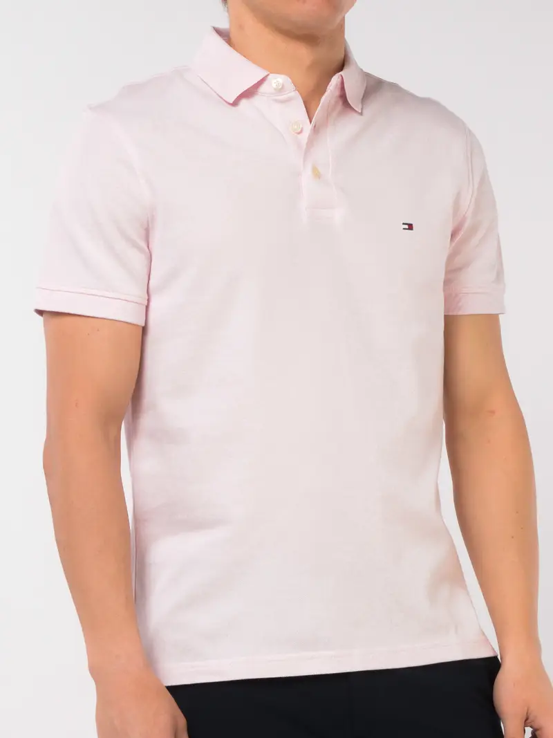 polo da uomo Tommy Hilfiger in piquet con logo Rosa