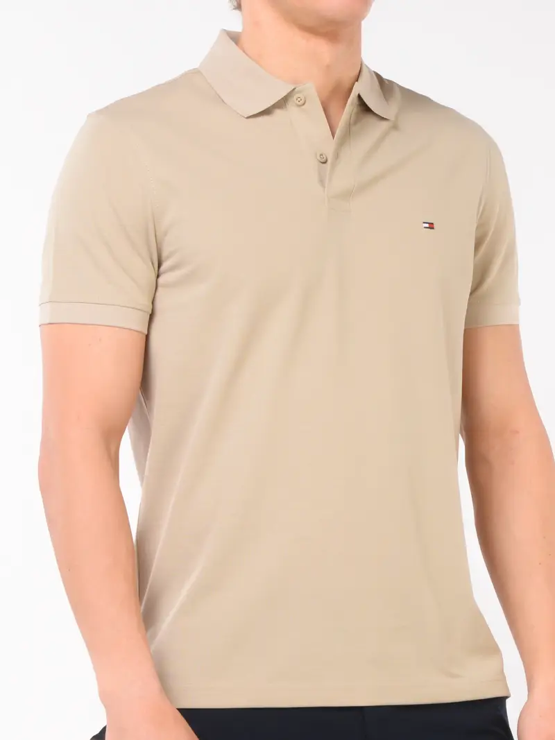 polo da uomo Tommy Hilfiger in piquet performance con logo BEIGE