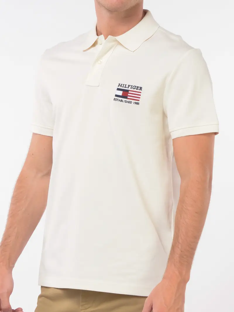 polo da uomo Tommy Hilfiger manica corta con logo BEIGE