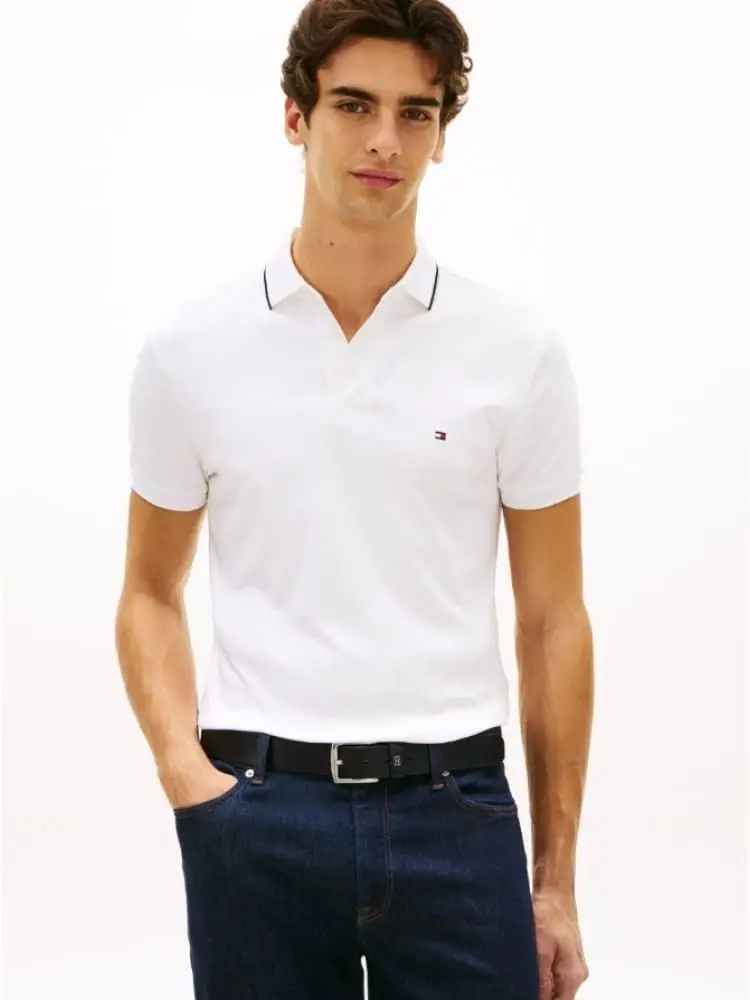 polo in cotone bianco slim fit