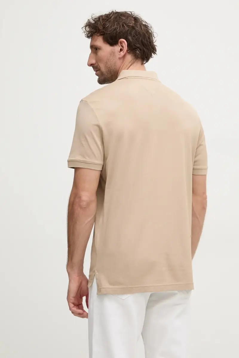 polo in cotone colore beige con applicazione MW0MW37516 miniatura 3