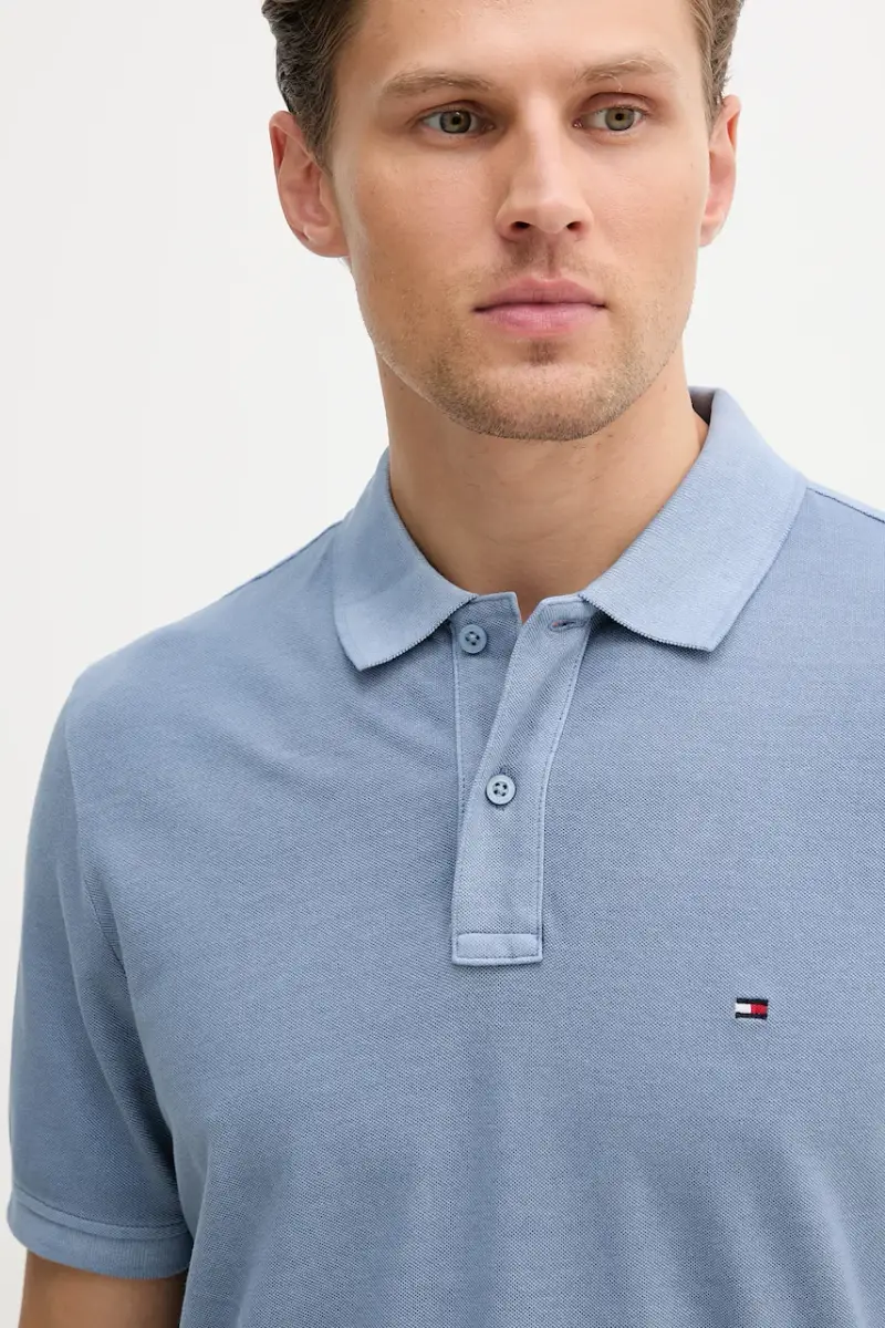 polo in cotone colore beige MW0MW34757 Blu miniatura 3