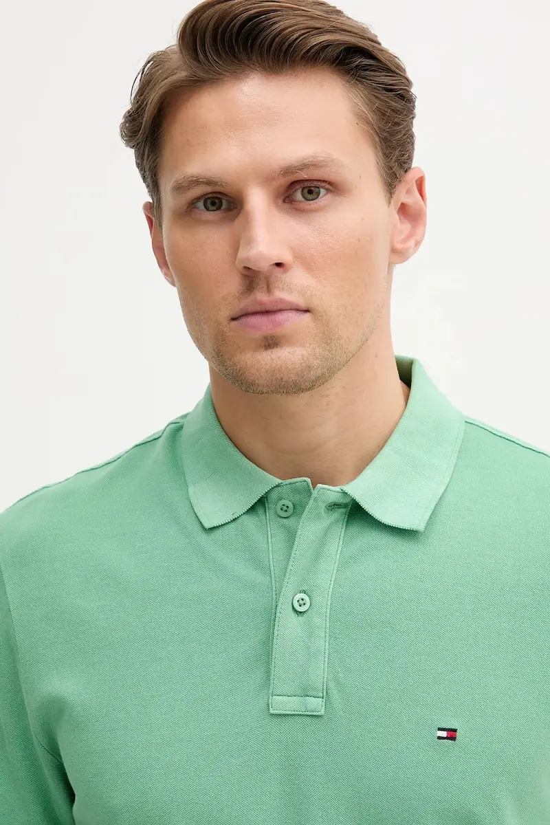 polo in cotone colore beige MW0MW34757 Verde miniatura 3