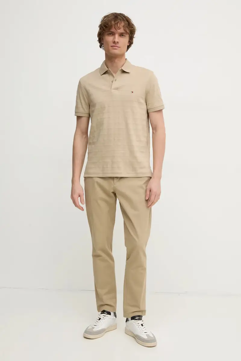 polo in cotone colore beige MW0MW37528 miniatura 2