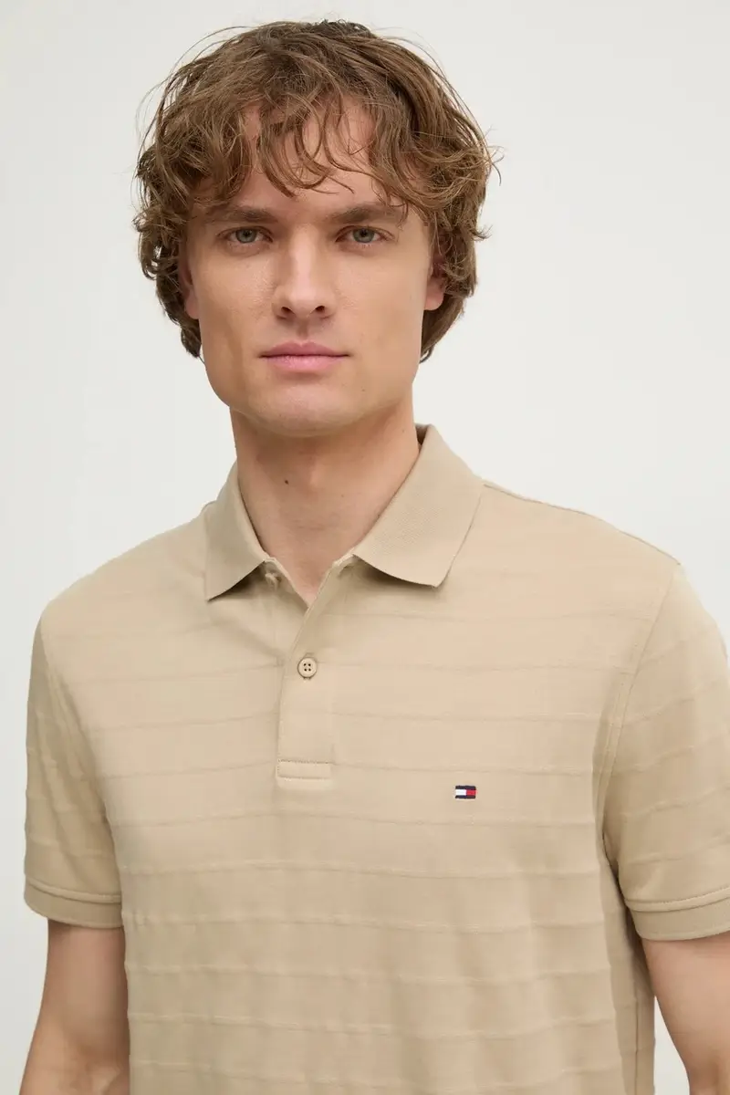 polo in cotone colore beige MW0MW37528 miniatura 4