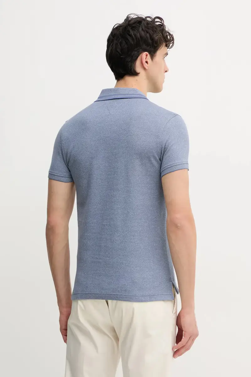 polo in cotone colore blu miniatura 3