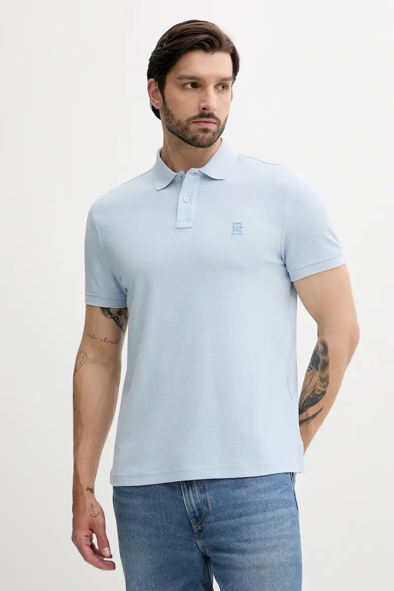 polo in cotone colore nero con applicazione MW0MW33167 Blu