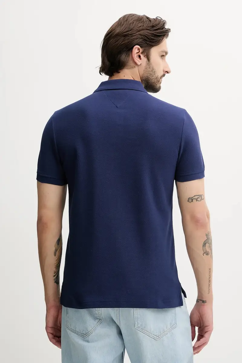 polo in cotone colore nero con applicazione MW0MW33167 Blu navy miniatura 2