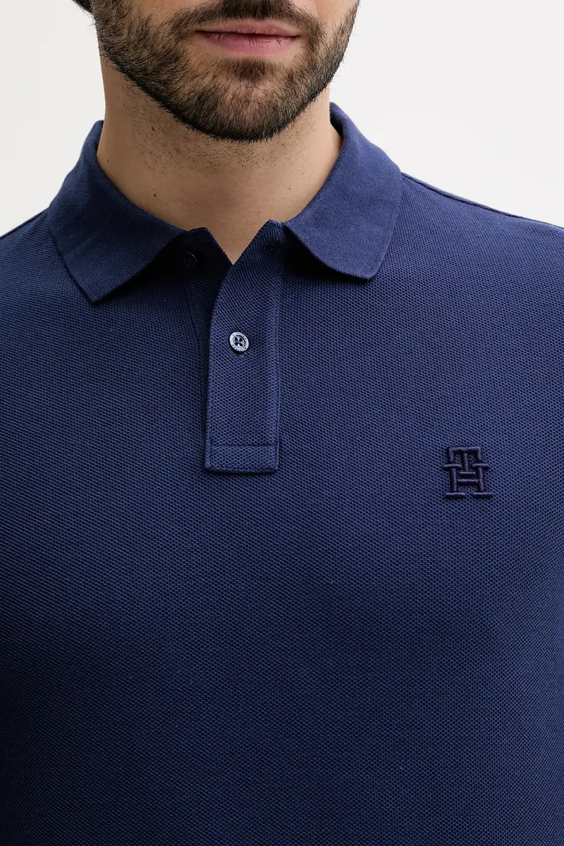 polo in cotone colore nero con applicazione MW0MW33167 Blu navy miniatura 4