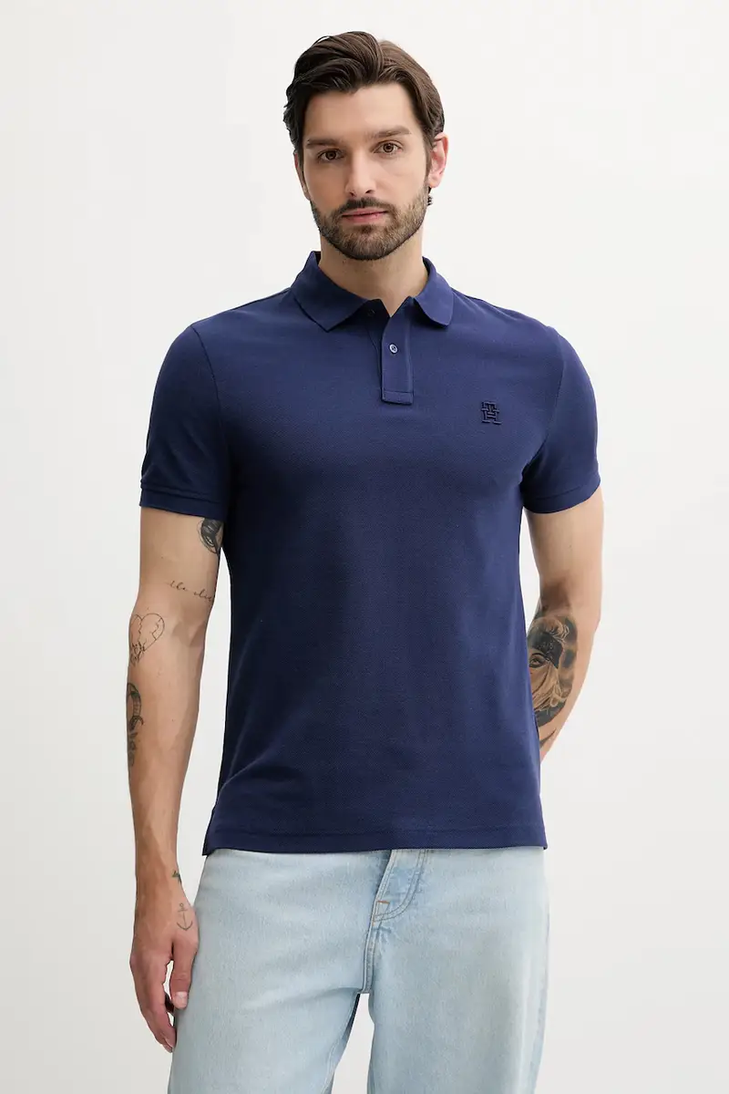 polo in cotone colore nero con applicazione MW0MW33167 Blu navy