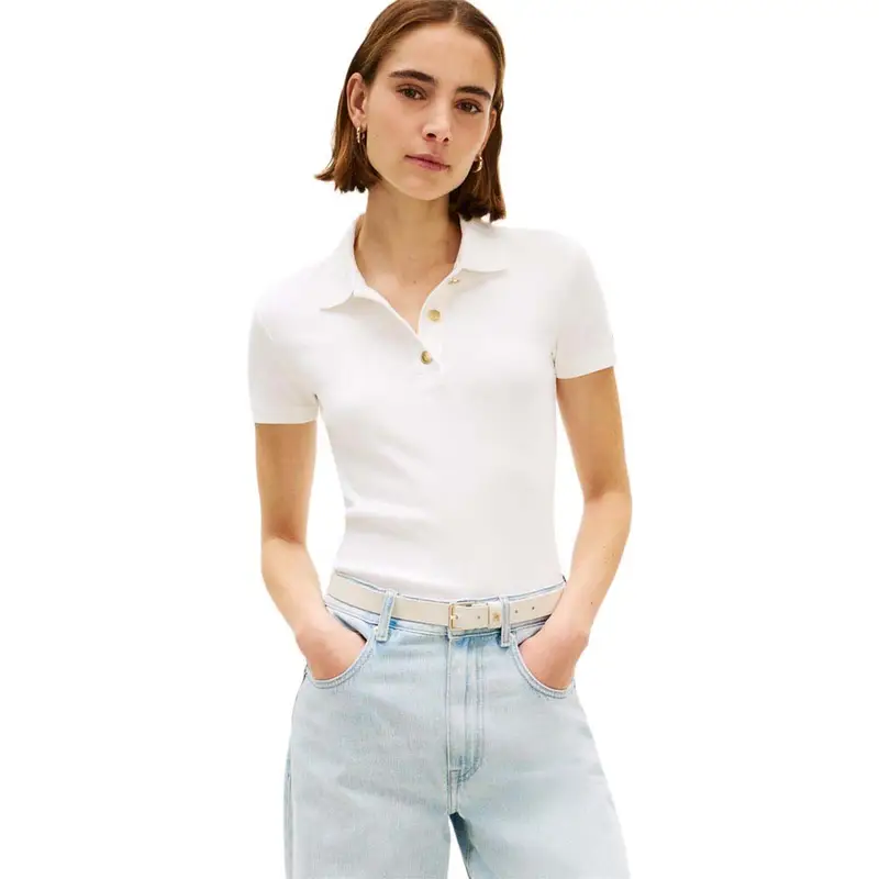 Polo Oro Button Bianco Donna XL