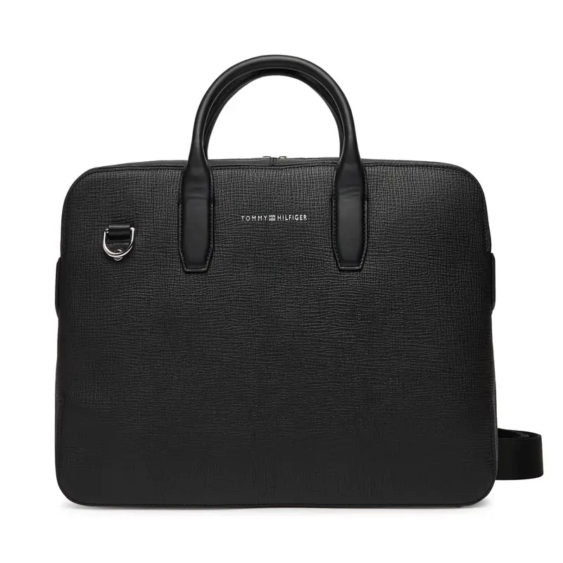 Porta PC Tommy Hilfiger Th Business Leather Computer Bag AM0AM13642 Nero