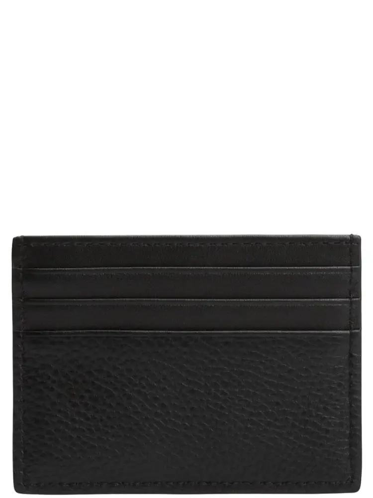 portacarte nero uomo in pelle mini logo lettering sul fondo miniatura 2