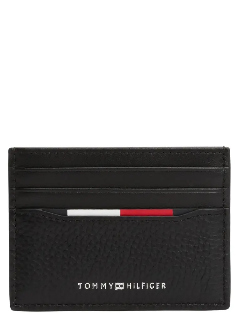 portacarte nero uomo in pelle mini logo lettering sul fondo