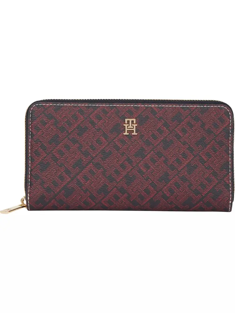 portafoglio blu con monogramma th rosso all over