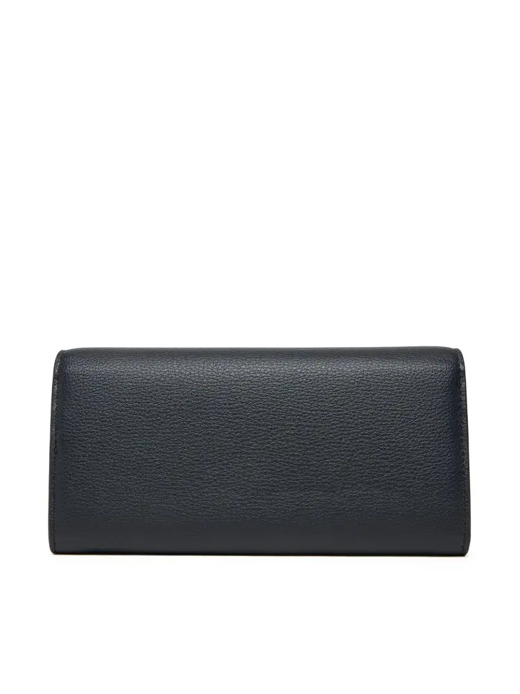 portafoglio blu navy donna in ecopelle logo sul davanti miniatura 3