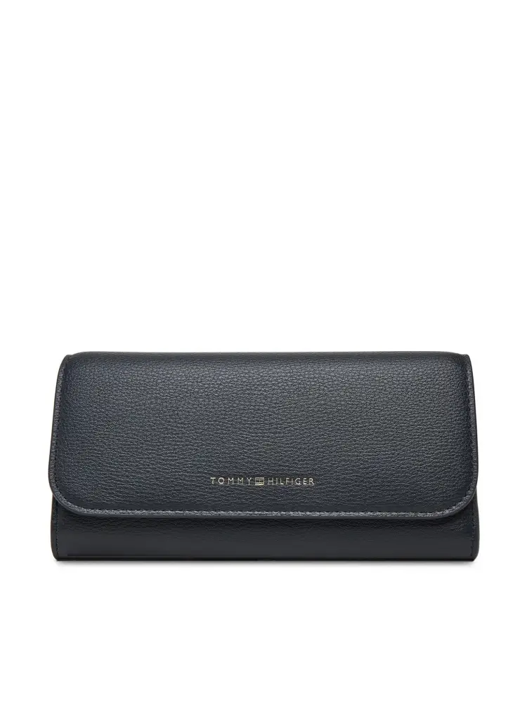 portafoglio blu navy donna in ecopelle logo sul davanti