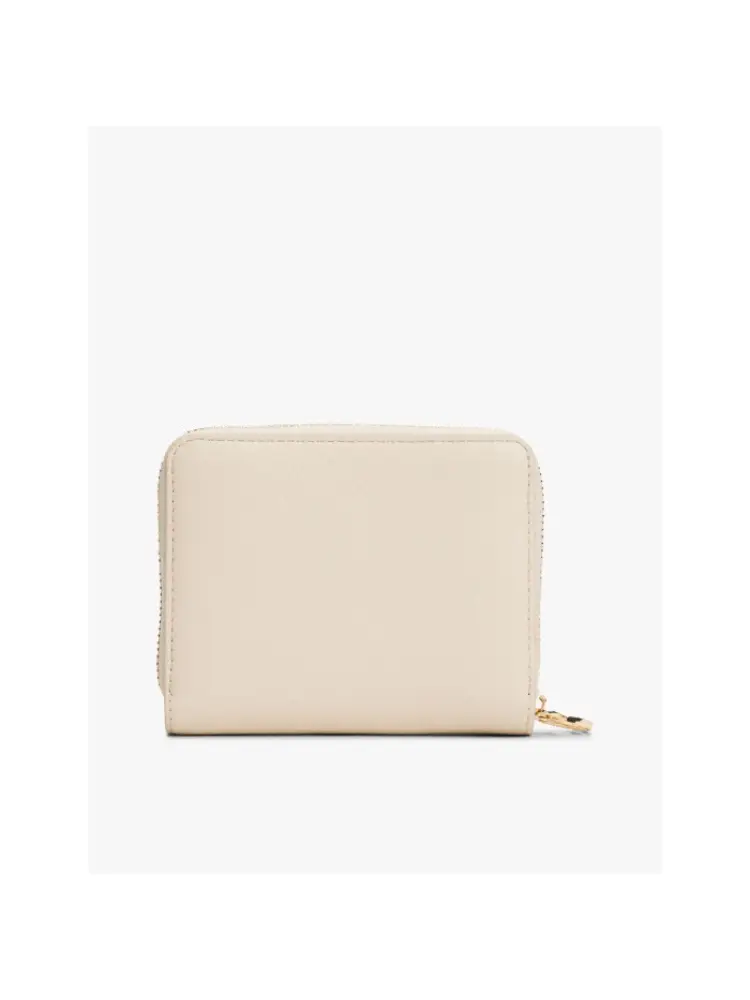 portafoglio crema donna in ecopelle mini logo in metallo oro sul davanti miniatura 3