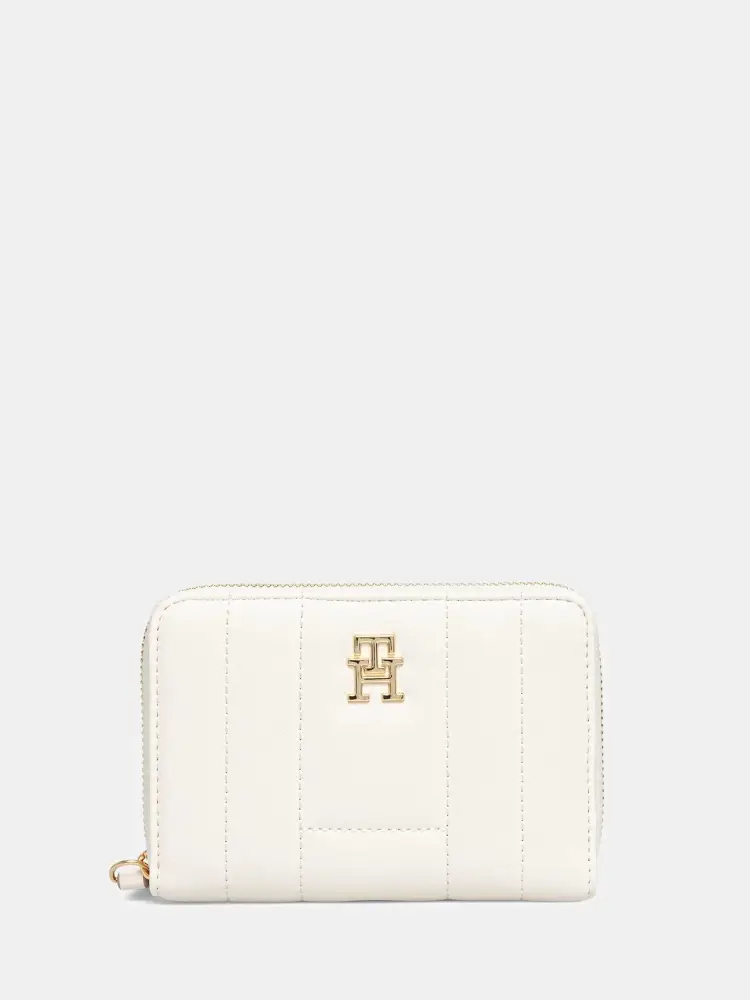 portafoglio crema donna in ecopelle trapuntato logo sul davanti