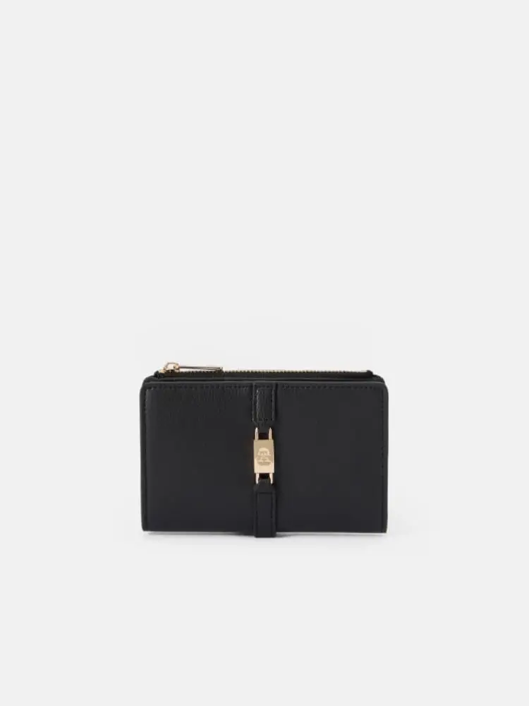 portafoglio donna bifold nero con monogramma th