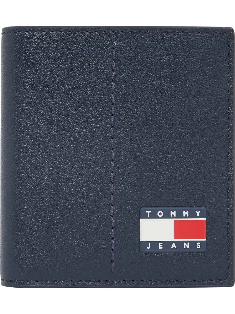 portafoglio in pelle blu con porta monete e porta carte