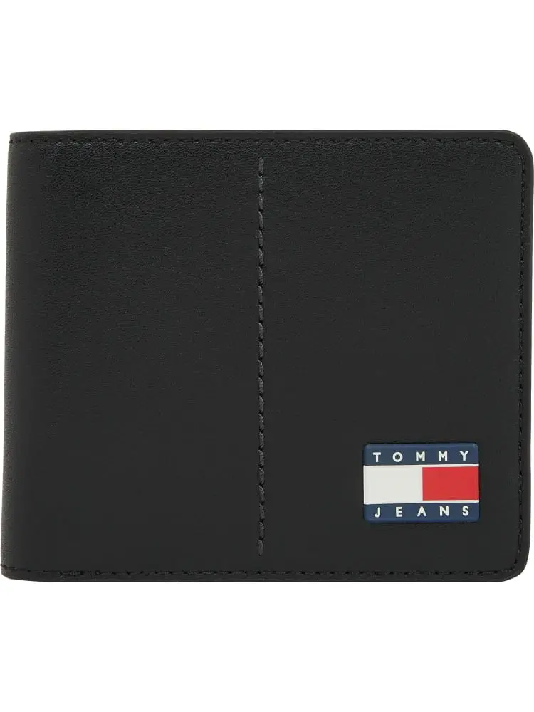 portafoglio in pelle nera con porta monete