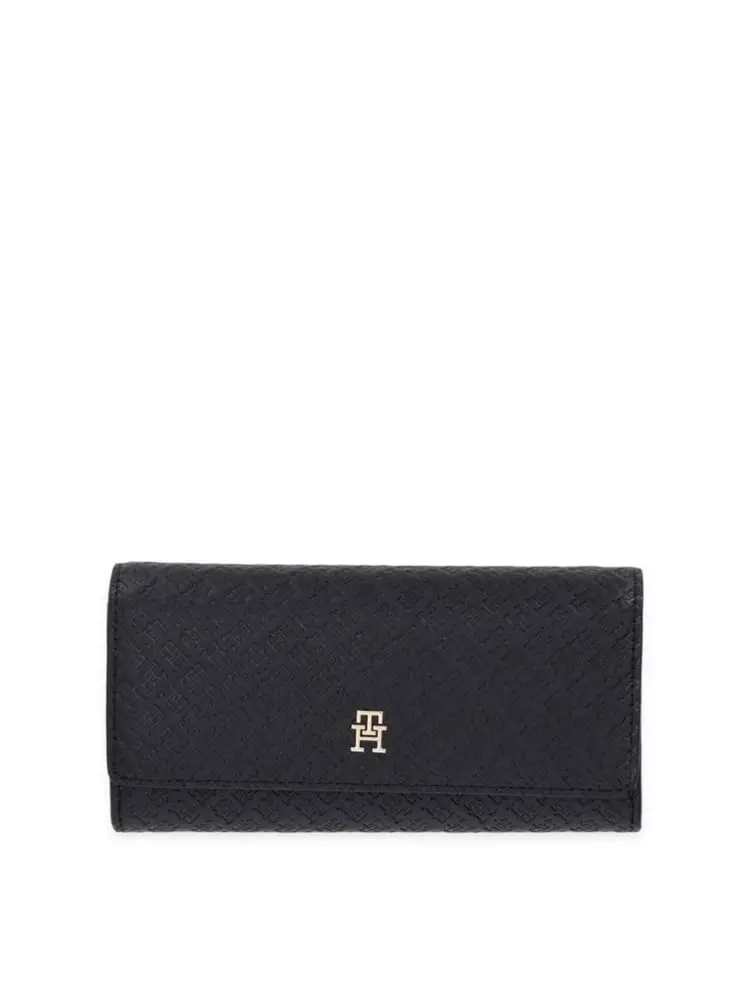 portafoglio nero donna logo all over