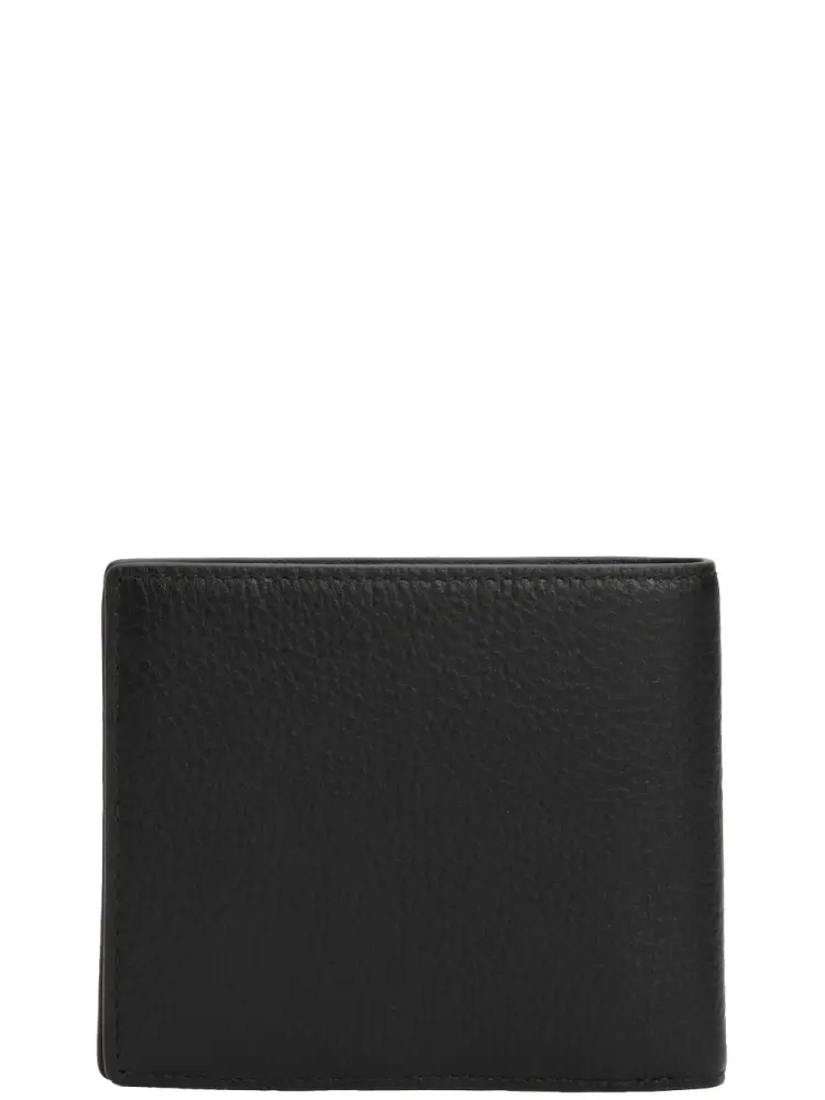 portafoglio nero uomo in pelle logo lettering sul fondo miniatura 2