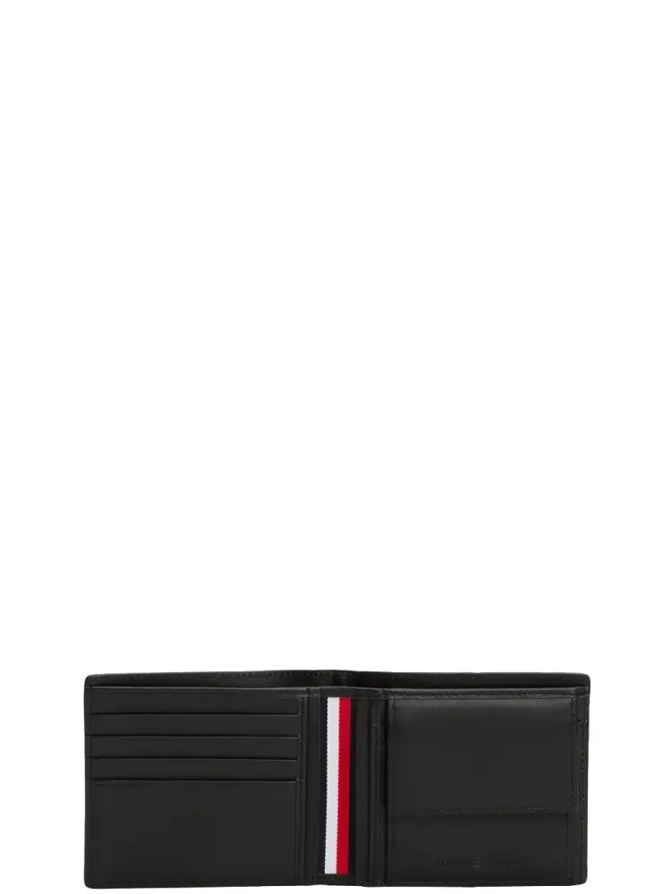 portafoglio nero uomo in pelle logo lettering sul fondo miniatura 3