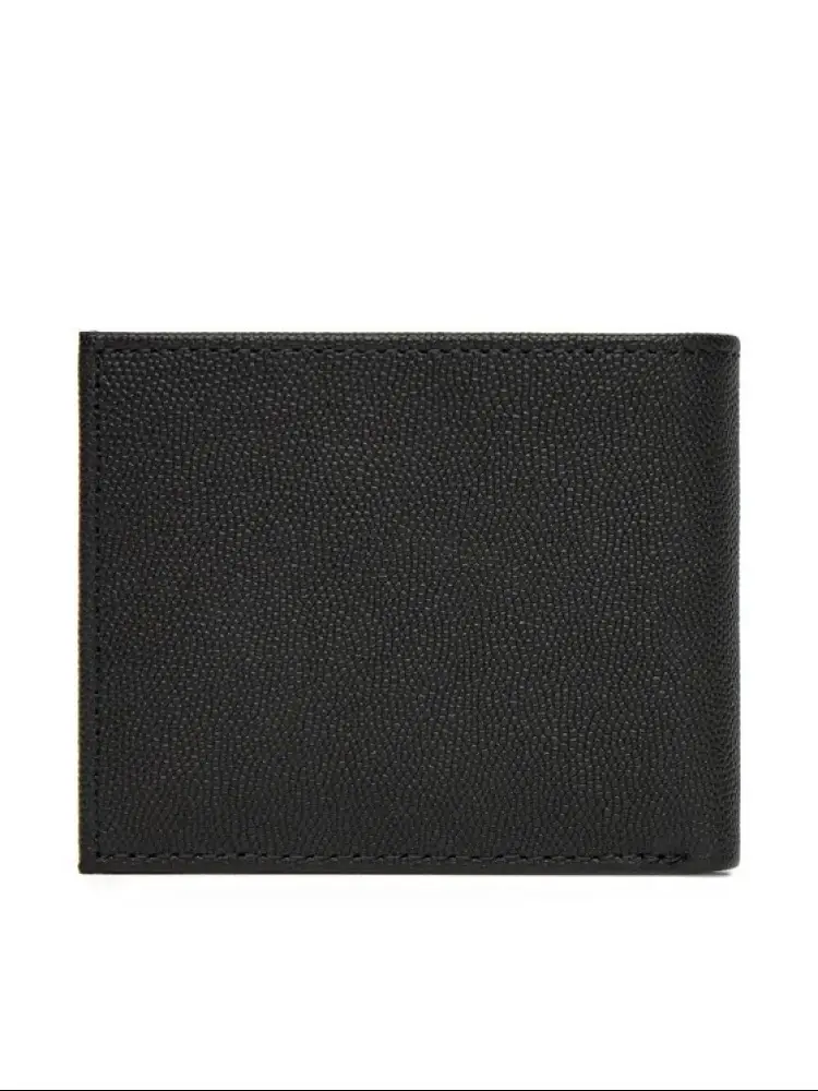 portafoglio nero uomo in pelle mini logo sul fondo miniatura 3