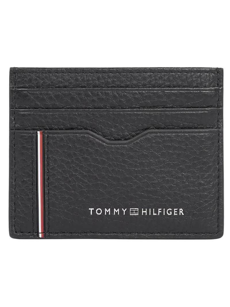 Tommy Hilfiger portafoglio nero uomo portacarte in pelle logo sul fondo
