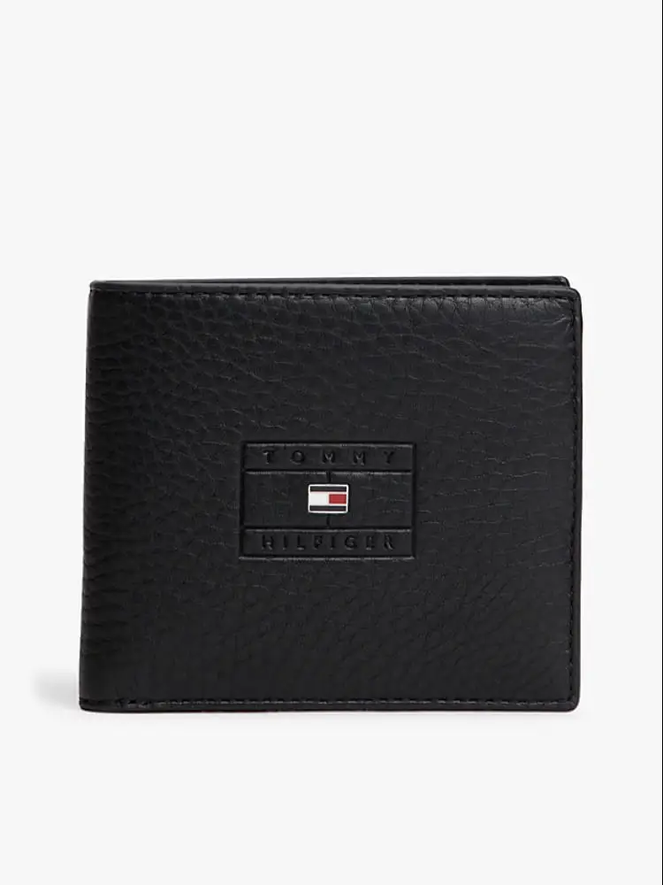 portafoglio uomo casual in pelle nera con portamonete