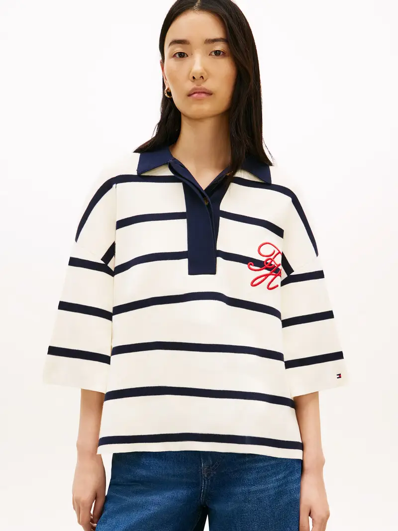 Pullover beige / navy / rosso miniatura 2